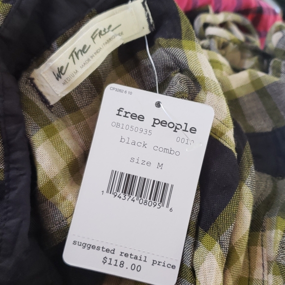NWT Free People Pacific Dawn Plaid Shirt Black - Picture 11 of 11